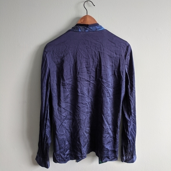 elie TAHARI silk blend neck tie blouse blue small - Picture 2 of 6